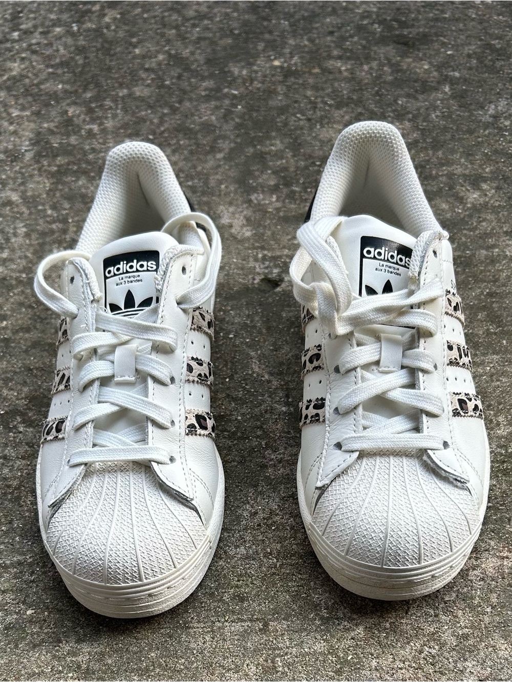 adidas White Sneakers with Leopard Print Accents - Picture 5 of 7